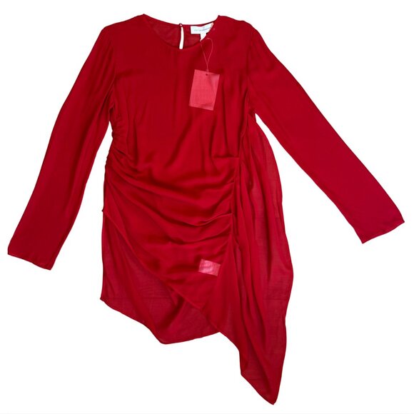 98. VIKTORIA & WOODS Stardust Red Sheer Silk Tunic Top $400 NWT Sz 1 US 4 - Picture 2 of 9